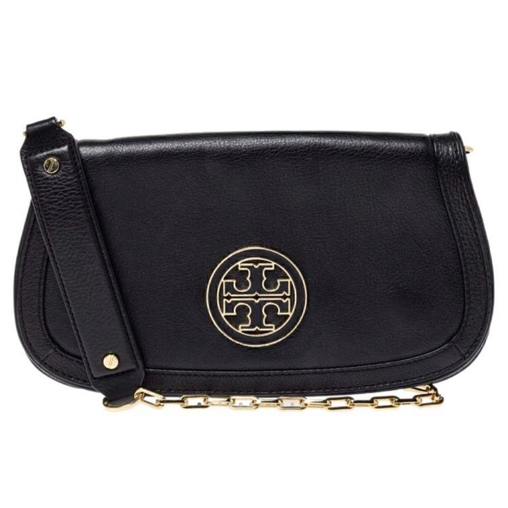 Tory Burch Black Leather Britten Crossbody Bag- No Strap